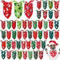 Preboun 50 Pcs Christmas Dog Bandanas Bulk, Red and Green Santa Snowmen by Preboun