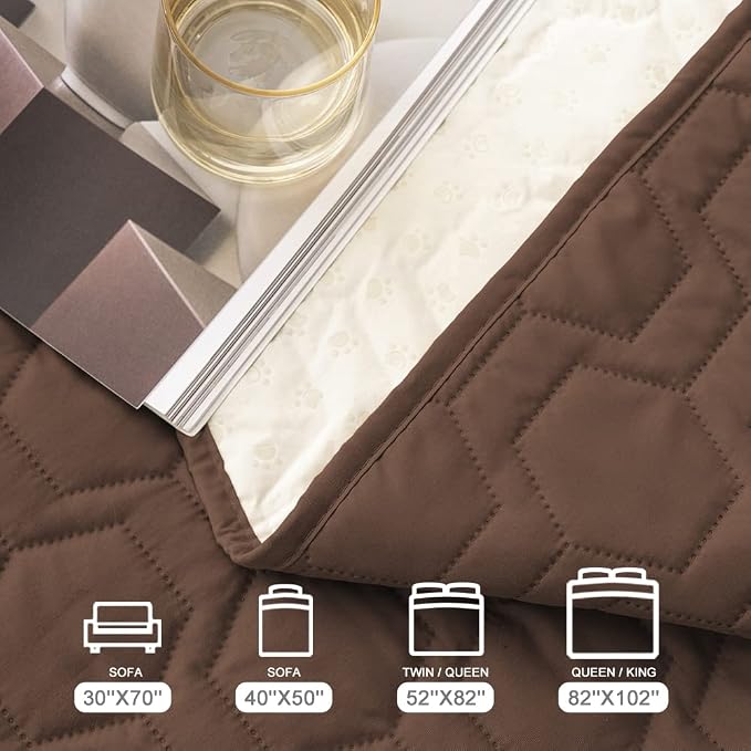 Tcksstex Waterproof and Anti-Slip Dog Bed Cover and Pet Blanket Sofa Pet Bed Mat ，car Incontinence Mattress Protectors Furniture Couch Cover for Most Cats Dogs, Pets（82x102-Chocolate）