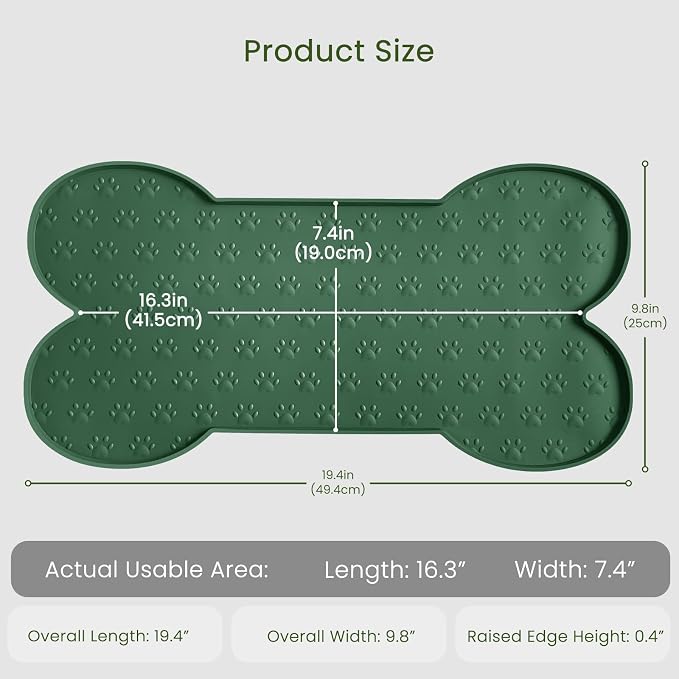 PWTAA Dog Food Mat Anti-Slip Silicone Dog Bowl Mat Thicker Pet Placemat Waterproof Cat Feeder Pad with Raised Edge Puppy Kitten Feeding Mats Suitable Small Medium-Sized Dogs Cats Eating Tray - 2PCS