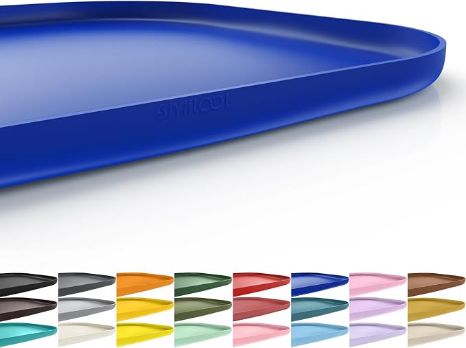 SMILOOL Silicone Pet Food Mat with Raised Edge for Food and Water Bowl, Dog Feeding Mats, Cat Food Trays for Floor Waterproof, Rubber Tray for Dogs and Cats, 22 x 14 x 0.8 Navy Blue