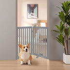 unipaws 36”H Free Standing Pet Gate for Dog Cat, 40”Wide Wooden Dog Gates | Foldable Pet Fence for Doorway, Stairs, Step, Expandable Doggy Barrier, Indoor Use