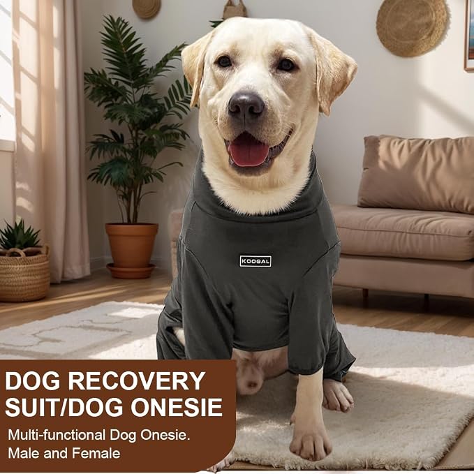 Dog Pyjamas PJS Sweater Clothes and Home Clothing Suitable for Large to Giant Breeds of Dogs, Dog Surgery Recovery Suit, Extra-Large Stretch Fabric, Four-Legged Clothes (Thin Dark Gray, 6XL)