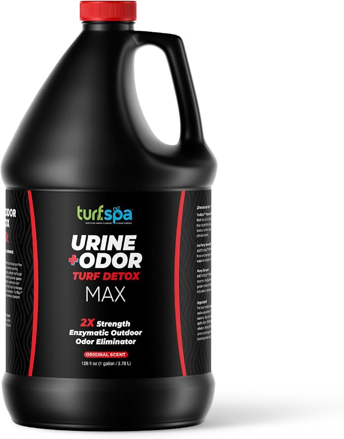 MAX Urine & Odor Turf Detox 2X Strength Cleaner, Gallon Refill | Professional enzyme cleaner and odor eliminator for artificial grass, turf, concrete and patios; for dogs and cats