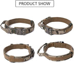 Tactical Dog Collar and Leash Set for Large Dogs with Control Handle，Camo | 1000D Heavy-Duty Nylon Fabric,Quick-Release Metal Buckle,Adjustable Fit,Soft-Padded Webbing,D-Ring,for Training & Hiking,XL