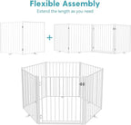 No Pawblems Free Standing Dog Gate, 36'' Tall Foldable Dog Fence for Indoor & Outdoor, Up to 52 Inch Extra Wide Puppy Gate for Stairs, Hallways, Doorways, Deck, Yard (White, 2 Panels)