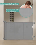 Miumoon 71 inch Reinforced Retractable Baby Gates 42 inch Tall | Retractable Dog Gate with No Crawl Through Reinforced Strip, 6 FT Retractable Gate for Stairs,Doorways,Hallway,Indoor/Outdoor