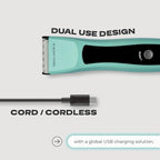 Cordless Pet Trimmer for Dogs & Cats – Rechargeable Grooming Clipper with Detachable Metal Blade, Low-Noise Motor, Supports Optional Blade Lengths (Parent) (Green, Blades Bundle)
