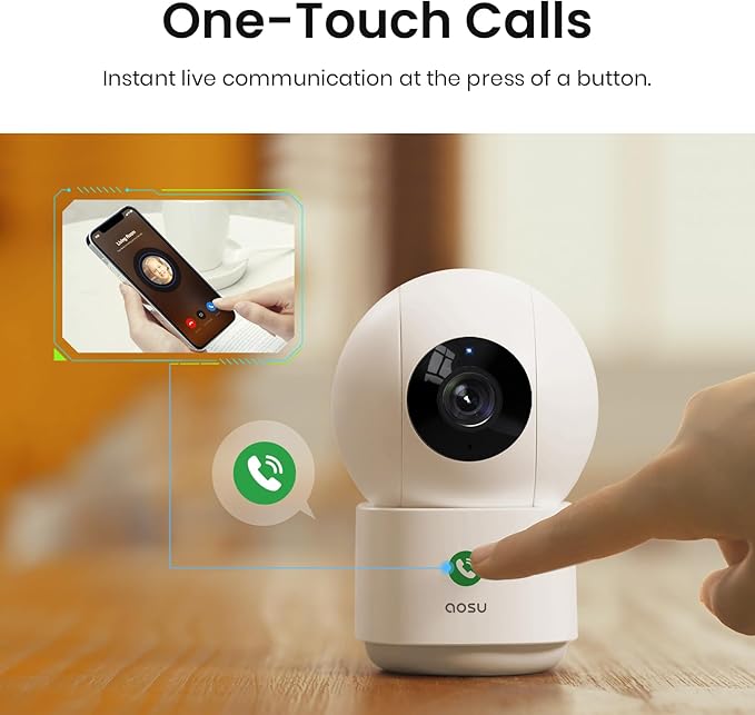 aosu 4MP Indoor Security Camera - Baby & Pet Monitoring with 5/2.4 GHz WiFi | 360° Home View,One-Touch Calls,People & Pet Detection,Smart Tracking and Notification,2.5K Night Vision & 24/7 Recording