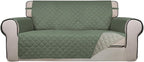 PureFit Reversible Quilted Couch Covers for Dogs Loveseat Sofa Cover 54" | Greyish Green/Beige, Water Resistant Couch Protector, Washable Pet Couch Cover with Non Slip and Elastic Straps For Kids