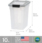 IRIS USA Dog Food Storage Container, Up to 10 lbs, Clear/Gray, Made in USA | BPA-Free, Airtight Seal, Best for Cat Food, Bird Seed, Chicken Feed, Pet Toys, Treats, Pellets