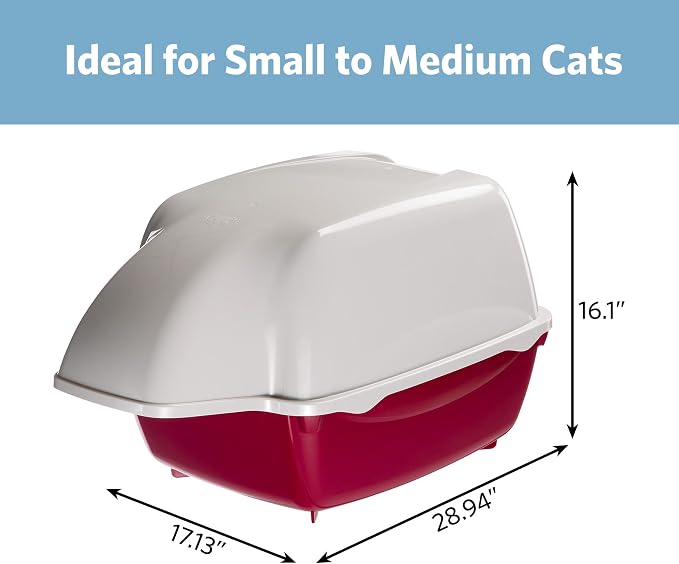 Ferplast Cosmic Outdoor Cat Litter Box - Waterproof Dog-Proof Cat Toilet with Tunnel Entry, High-Sided Base for Litter Containment, Easy-Clean Design, Durable Thermoplastic Resin in Red