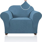Stretch Chair Cover Chair Slipcovers with Arms 1-Piece Chair Sofa Slipcovers or Living Room Non Slip Armchair Cover Furniture Protector Dogs Pet Friendly(Armchair,Dusty Blue)