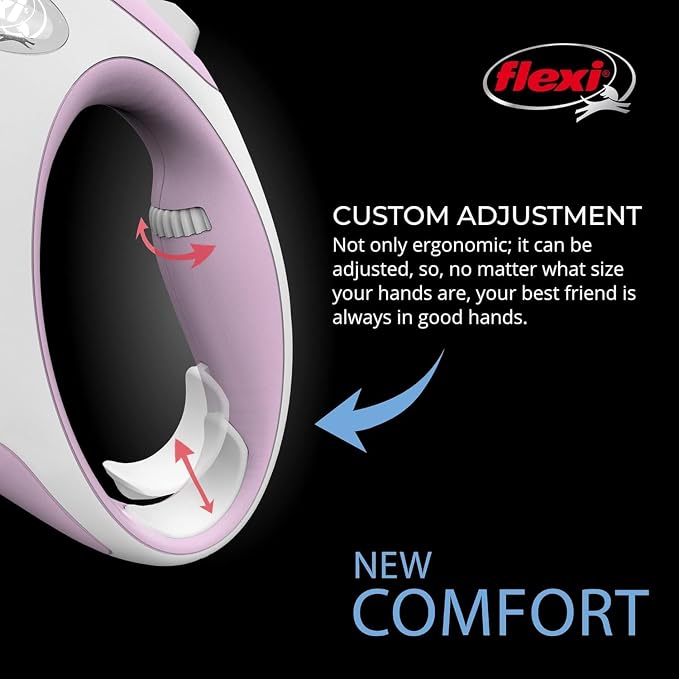 FLEXI® Comfort Tape Retractable Dog Leash, Small, 10 ft - Pink/Rose | German engineered, original flexi leash, durable quality for dogs up to 26 lbs, tangle-free, walking, reliable brake system