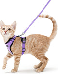 rabbitgoo Cat Harness and Leash Set, Escape Proof Vest, Light Purple | Soft Breathable Mesh, Easy Adjustable Fit, Snap Buckles, Sturdy Clip, Reflective Strips, for Small & Average Cats Walks, Xs