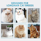 Mooncat Long Hair Cat Shampoo & Grooming Brush Set — Waterless, No Rinse | No bathtub needed, Mousse loosens dirt, Brush removes fur & dander, Detangles mats, Fresh scent, Kitten safe 8+ weeks