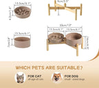 Havniva Elevated Slow Feeder Dog Bowls, Ceramic Dog Bowl Slow Feeder Set | 0.9 Cups Raised Slow Feeding Bowl for Small Breed, 6.1” Dog Water Bowl with Wooden Stand, Puzzle Dog Slow Feeder, Non-slip