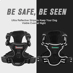 BARKBAY No Pull Dog Harness Front Clip Heavy Duty Reflective Easy Control Handle for Large Dog Walking(Black,XS)