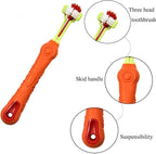Orgrimmar 2 Pcs 3-Sided Pet Toothbrush Dog Cat Mouth Dental Teeth Care | Pet Brush for Bad Breath Tartar Cleaning