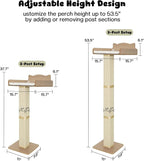 Cat Window Perch with Thick Sisal Scratching Post, Cat Hammock for Window, 53.5" Adjustable Tall Cats Scratching Post with 2 Upgrade Suction Cups, Cats Window Bed with Fluffy Cushion, Sisal