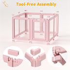 Acrylic Dog Playpen Indoor, Puppy Playpen, Dog Pen Indoor, 8PCS | 30.3" H, Skin Pink, Purple & Sky Blue, Clear View, No-Gap Escape-Proof, Tool-Free Setup, For Puppies & Small Dogs