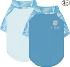 KYEESE 2Pack UV Protection Dog Shirt, UPF 50+ Cooling Dog T Shirts for Small Dogs Boy, Breathable Reflective Dogs Sun Shirts with Sleeves Summer Pet Clothes, Blue, L