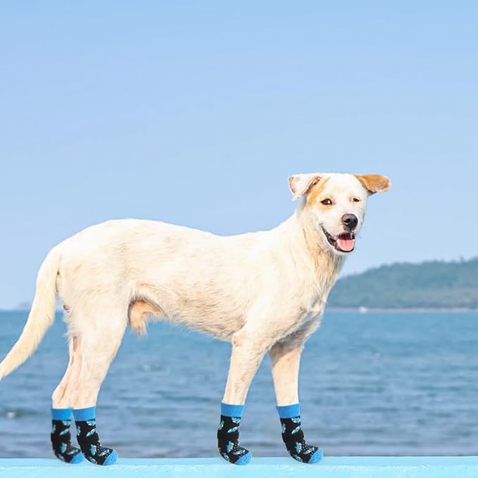 SCENEREAL Anti Slip Dog Socks to Prevent Licking Paws for Hardwood Floors | Double Sides Dog Shoes Boots & Paw Protectors for Hot/Cold Pavement, Dog Grippy Booties for Small Medium Large Senior Dogs