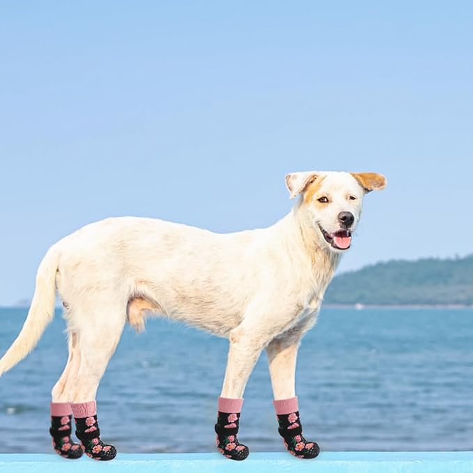 SCENEREAL Anti Slip Dog Socks to Prevent Licking Paws for Hardwood Floors | Double Sides Dog Shoes Boots & Paw Protectors for Hot/Cold Pavement, Dog Grippy Booties for Small Medium Large Senior Dogs