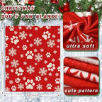 HunnmingRe Christmas Red Paw Flannel Blanket with Snowflakes, 50" x 60" - Image 2