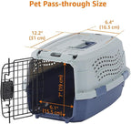 Amazon Basics 2-Door Top-Load Hard-Sided Pet Travel Carrier for Cats and Small Dogs, 19" L x 12.6" W x 10" H, Gray & Blue