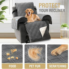 H.VERSAILTEX 100% Waterproof Recliner Chair Covers 1-Piece Reversible Recliner Covers for Large Recliner with Elastic Straps Sitting Width Up to 28" (Oversized Recliner, Grey/Beige)