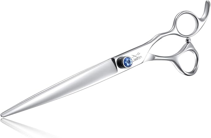 JASON Dog Grooming Scissors Shears - 8" Straight Long Pets Trimming Kit | Premium Cats Shear with Offset Handle and a Jewelled Screw, Sharp Comfortable, Gift