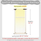 Lumizone 55.12" Extra Tall Pet Gate for Cat Dog 30.12"-34.05" Wide Cream | Extra Tall Cat Gate for Doorway Hallway Stairs Pressure Mounted 1.37" Gap No Drilling Auto-Close Dual-Lock