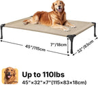 Veehoo Outdoor Elevated Dog Bed Large Sized Dogs, Cooling Raised Dog Cots | Off-ground training platform, portable camping hammock, breathable mesh, easy to clean, no-tool setup, 45"x33", Beige Coffee