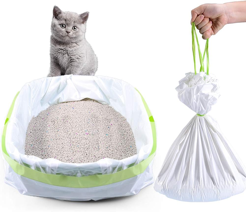 Litter Box Liners, 28 Count Giant Jumbo Cat Litter Pan liners, Drawstring Litter Liner Bags For Litter Box Pan, Extra Large Thick Kitty Litter Liner XXL, Eco Friendly Pet Supplies (45" x 18")