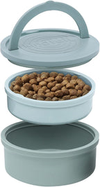 Dog Travel Bowls - Set of 2 Portable Pet Food & Water Dishes with Lid & Handle - Each Nesting Container Includes a Non-Slip Silicone Base - Microwave & Dishwasher Safe - BPA & Toxin-Free