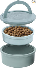Dog Travel Bowls - Set of 2 Portable Pet Food & Water Dishes with Lid & Handle - Each Nesting Container Includes a Non-Slip Silicone Base - Microwave & Dishwasher Safe - BPA & Toxin-Free