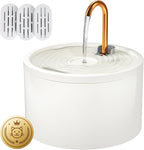DOOOB Ceramic Cat Water Fountain, 2.1L/71oz Ceramic Cat Fountain, Automatic Ceramic Water Fountain for Cats, Pet Water Fountain with Ultra-Quiet Pump and 3 Filters & 3 Sponges (White) | Automatic Ceramic Water Fountain for Cats, Pet Water Fountain with...