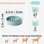 Ceramic Slow Feeder Dog Bowls Large Breed, 2 Cups, 8.3 Inch Green | 2 cups raised maze bowl slows fast eating for medium and large dogs; heavy ceramic, non-slip and dishwasher safe.
