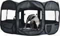 AmazonBasics Foldable Octagonal Indoor/Outdoor Portable Soft Pet Dog Playpen with Storage Pockets, Large (45 x 45 x 24 inches), Grey