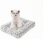 Orthopedic Dog Bed for Dogs, Calming Plush Dog Mat with Thick Cushion Support, Washable Fluffy Pet Bed with Non-Slip Bottom, Soft Indoor Dog Crate Bed (Gray, 23.0" L x 18.0" W x 3.0" Th)
