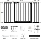 Mumeasy 29.7–51 Inch Extra Wide Baby Gate for Stairs, Extra Long Indoor Dog Gate for Doorways, Pressure Mounted Walk Thru Child Gate with Auto-Close, No-Drill Safety Pet Gate with Door for House,Black