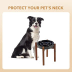 Havniva Raised Slow Feeder Dog Bowls, Elevated Dog Bowls Slow Feeder | 1.6 Cups Ceramic Dog Bowl Elevated with Acacia Wood Stand, Raised Dog Food Bowl, Puzzle Slow Feeder for Medium Dogs, Non-Slip