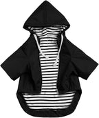 Dog Raincoat rain Jacket Raincoat Dogs Waterproof Small Medium Breeds Zip Closure Storage Pocket Harness Hole Black XXL
