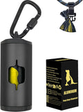 Metal Dog Poop Bag Holder w/Leash Clip|Durable Scratch-Resistant Aluminum|15 Bags+3 Accessories(Black)