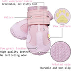 XSY&G Dog Boots,Waterproof Dog Shoes,Dog Booties with Reflective Strips Rugged Anti-Slip Sole and Skid-Proof,Outdoor Dog Shoes for Medium Large Dogs 4Pcs Pink-Size 8