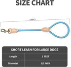 Mile High Life Short Dog Leash with Genuine Leather Connection, 4/5/6 FT | Rope Leash, Heavy Duty 360° Swivel Metal Clasp, for Small Medium & Large Dogs Walking (Green, 18 Inch)