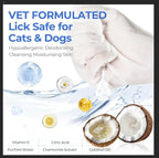 Pet Cleaning Glove Wipes for Dogs & Cats, Hypoallergenic Deodorizing Disposable No-Rinse Grooming Wipes, Wipes, Perfect for Pet Dry Cleaning, Daily Care and Travel, Coconut Scent, 48 pcs