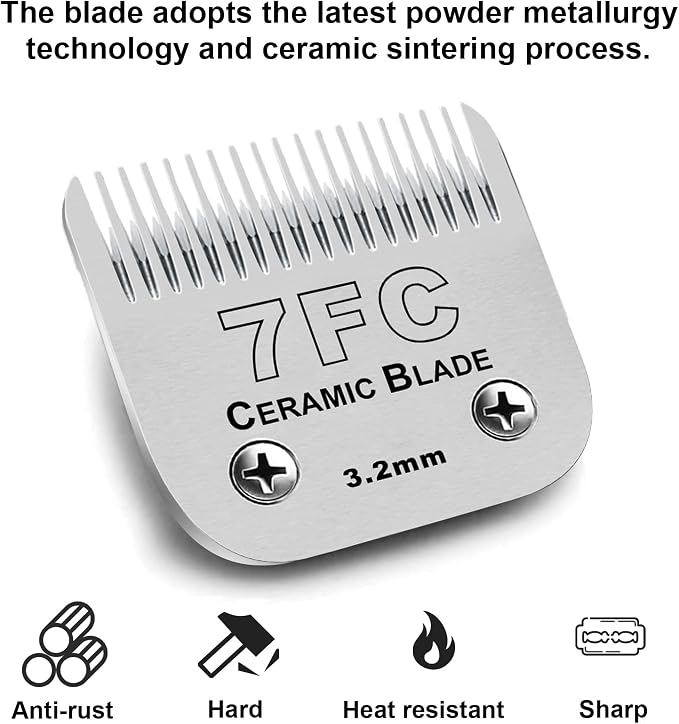 7FC Blades Dog Grooming Clipper Blade Compatible with Andis | Grooming Blades for Oster A5/Wahl KM Series, Ceramic Blade, Stainless Steel Blade