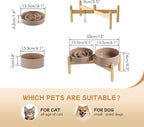 Havniva Elevated Slow Feeder Dog Bowls, Ceramic Dog Bowl Slow Feeder Set | 0.9 Cups Raised Slow Feeding Bowl for Small Breed, 6.1” Dog Water Bowl with Wooden Stand, Puzzle Dog Slow Feeder, Non-slip
