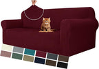 MAXIJIN Couch Covers for 3 Cushion Couch Sofa (71"-91"), 1-Piece Stretch Sofa Cover Slipcover Furniture Protector with Elastic Bottom for Kids,Dogs (Large, Diamond Pattern Wine Red)